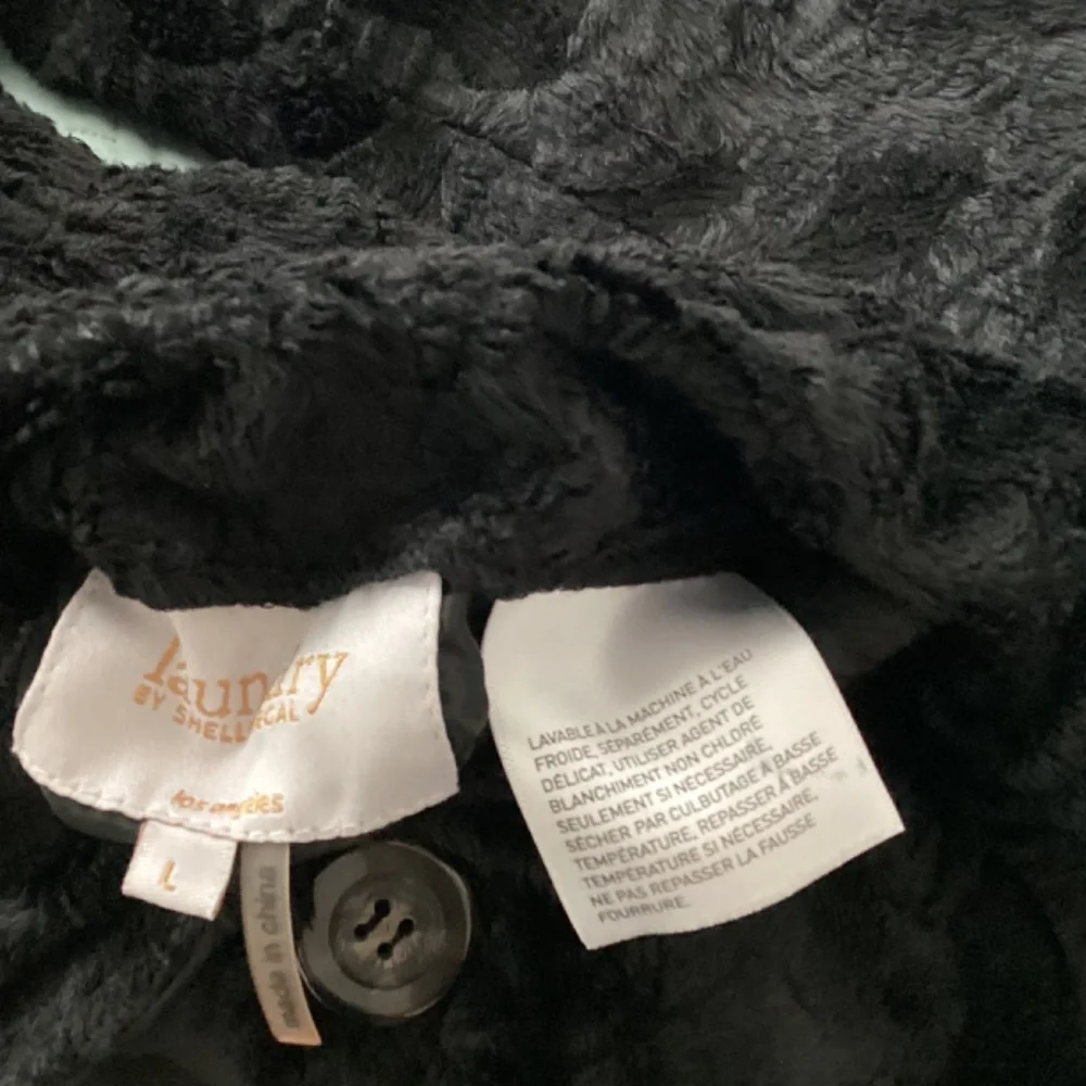 Laundry by Shelli Segal, NWOT, black, reversible faux fur/puffer, sz L, midi - Picture 5 of 11